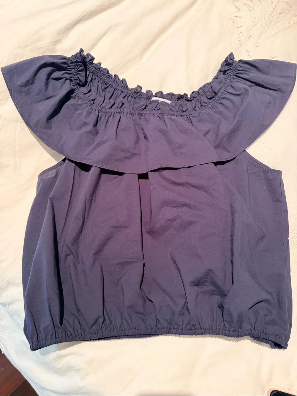 Ramy Brook Navy Off-Shoulder Ruffle Tank - Picture 2 of 3